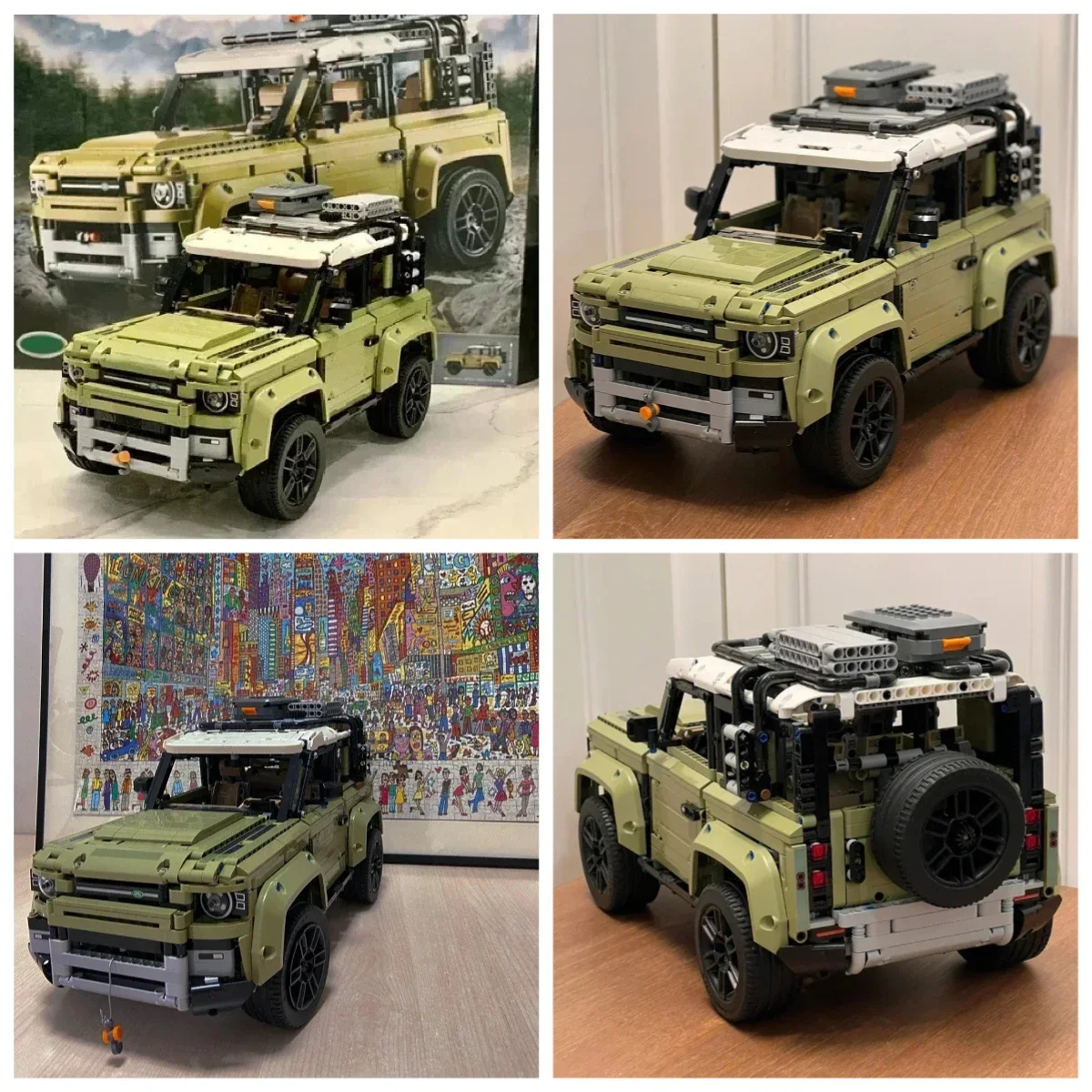 테크니컬 로버 디펜더 수집가용 빌딩 블록 세트, 클래식 오프로드 자동차 모델, 먼지 자전거 매니아를 위한 아이디어 선물
