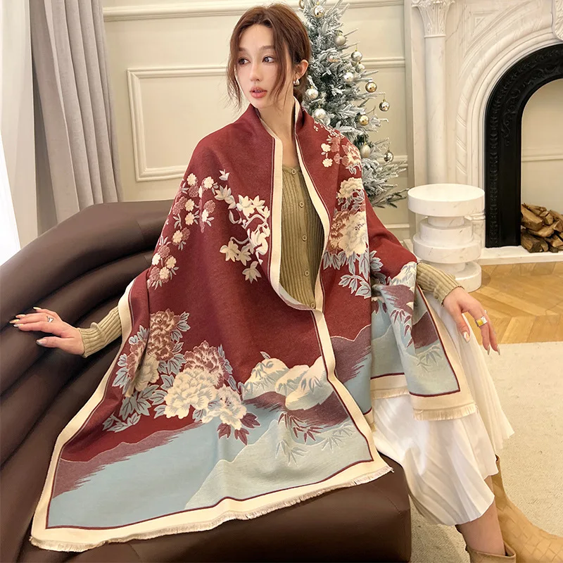 New Cashmere Scarf For Women Winter Pashmina Shawls Thick Female Bufanda Warm Blanket Wraps Fashion Lady Bandana