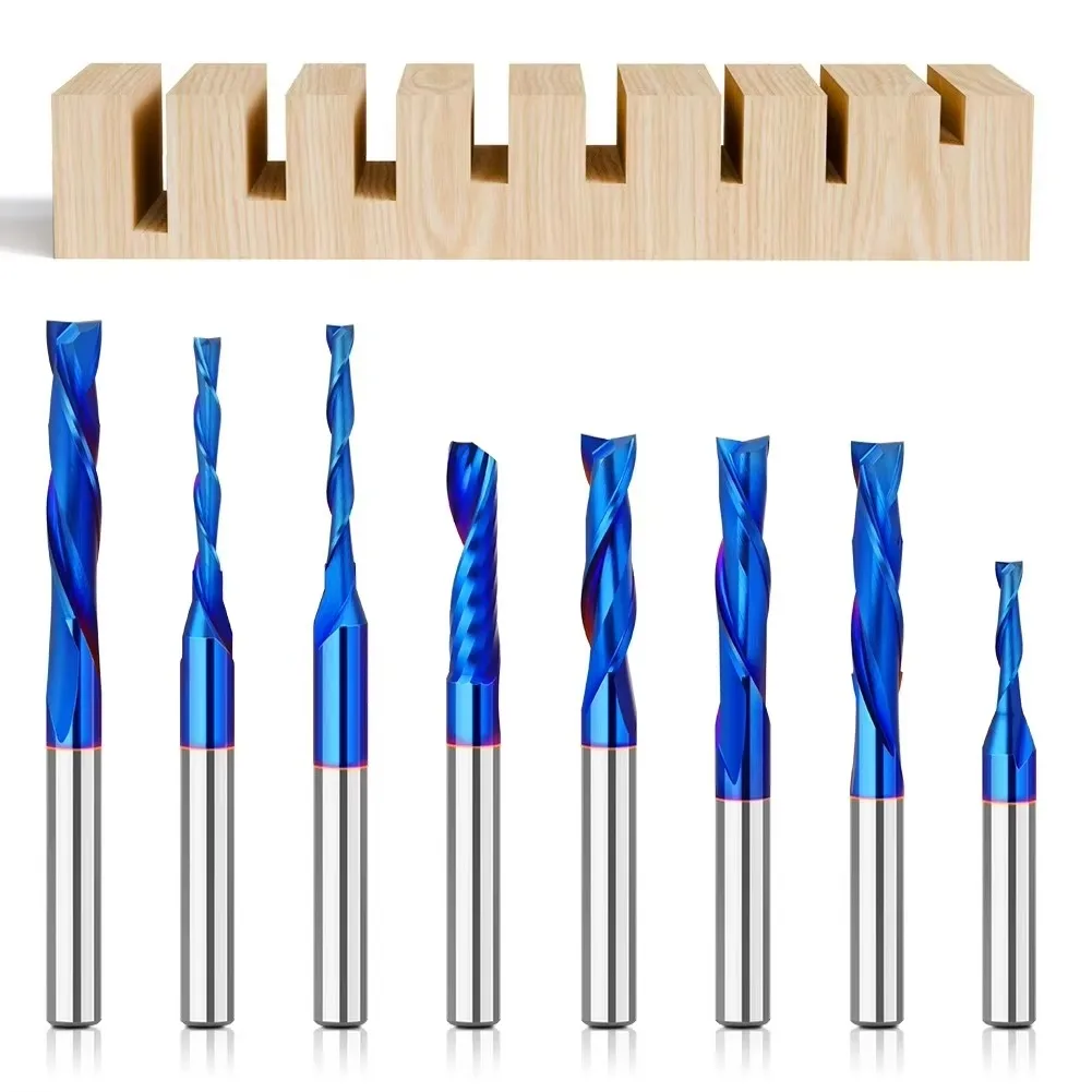 

1/4 "хвостовик, прямой фреза, покрытый сплавом, синий верх, вращающееся дно, вращающийся фрезерный станок, твердосплавная деревообрабатывающая фреза