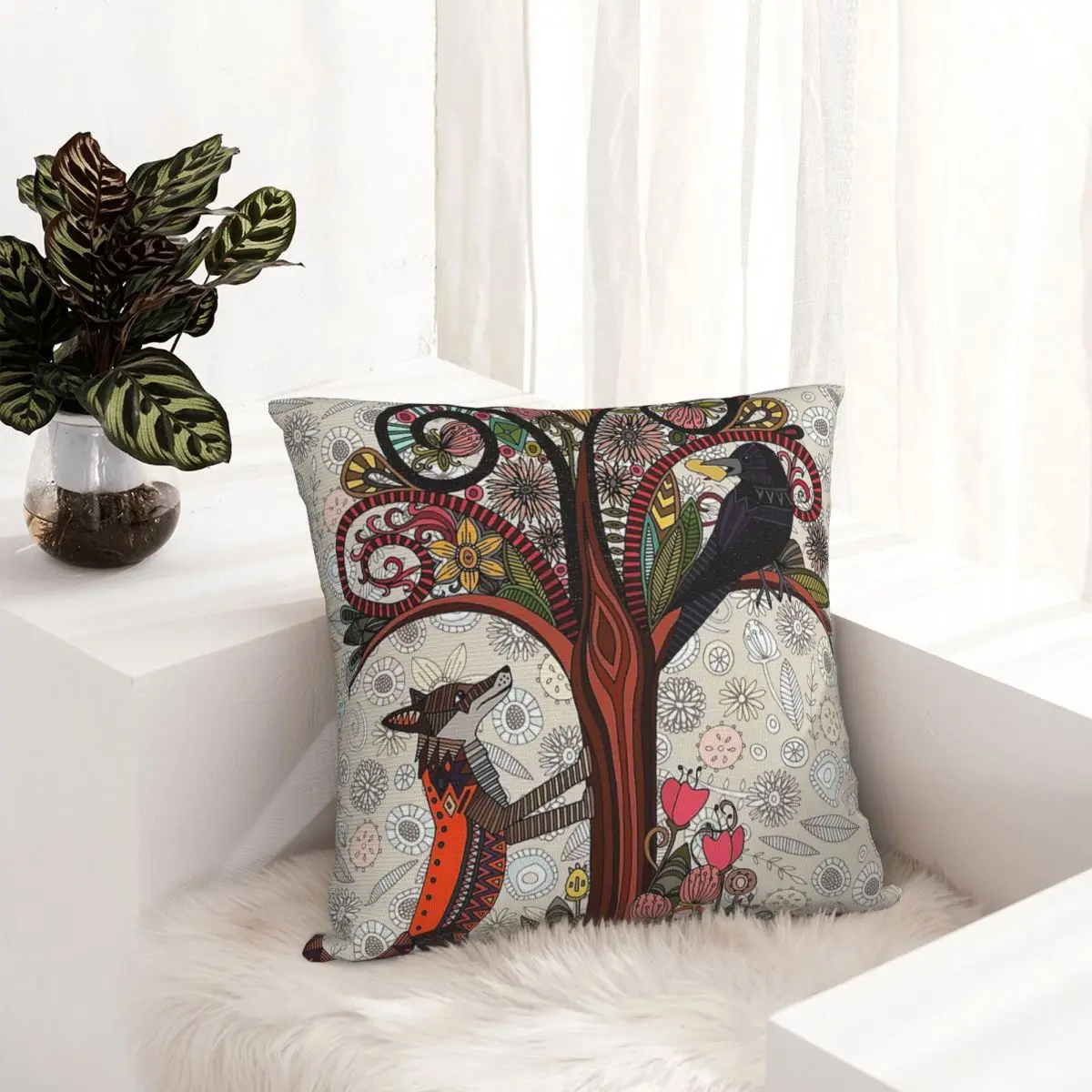 Fox And Crow pillowcase printed cushion cover sofa waist pillow pillow cover