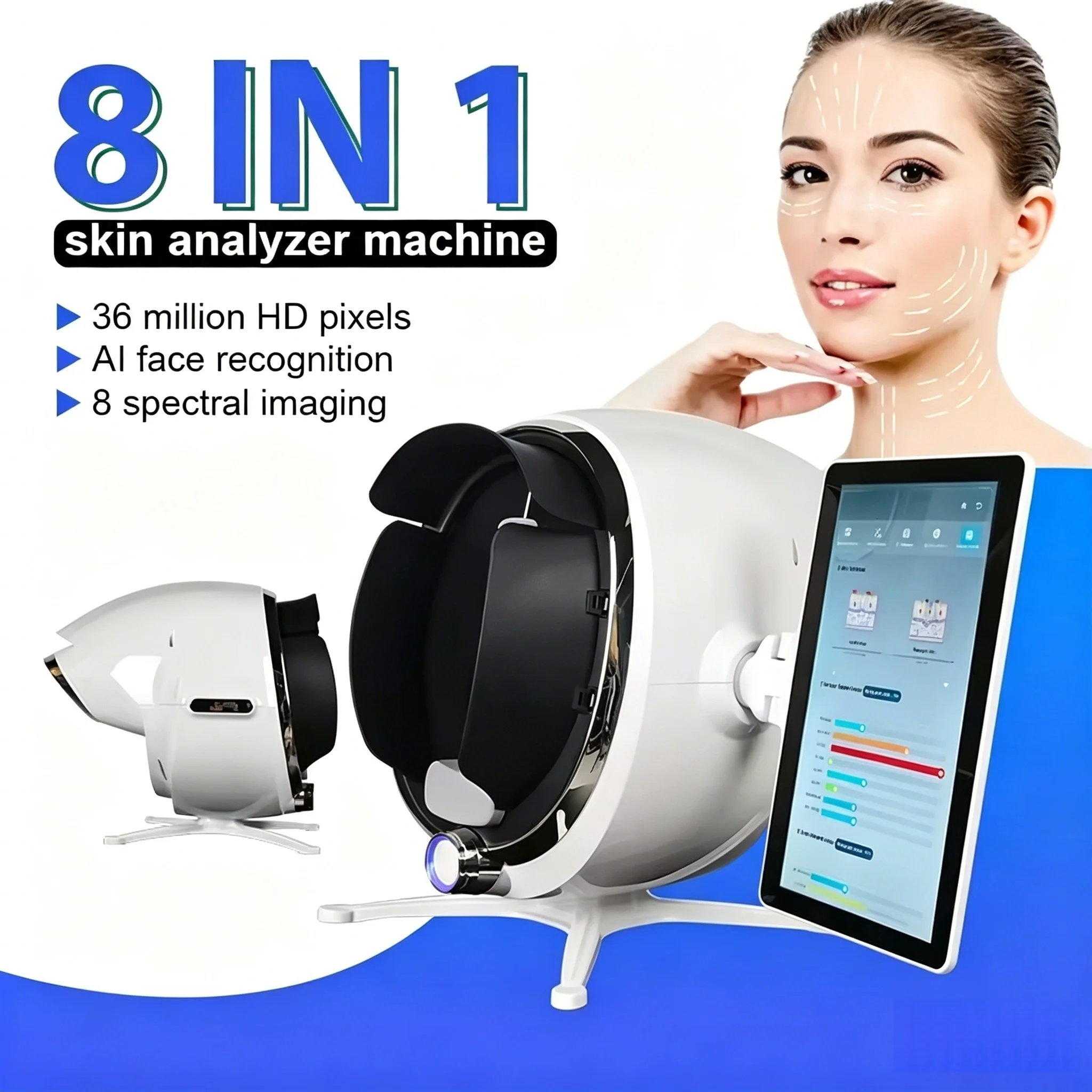 Upgrade Magic Mirror 3D Digital Facial Analysis Machine Product Desc Skin Analyzer AI Intelligent Image Instrument Detector