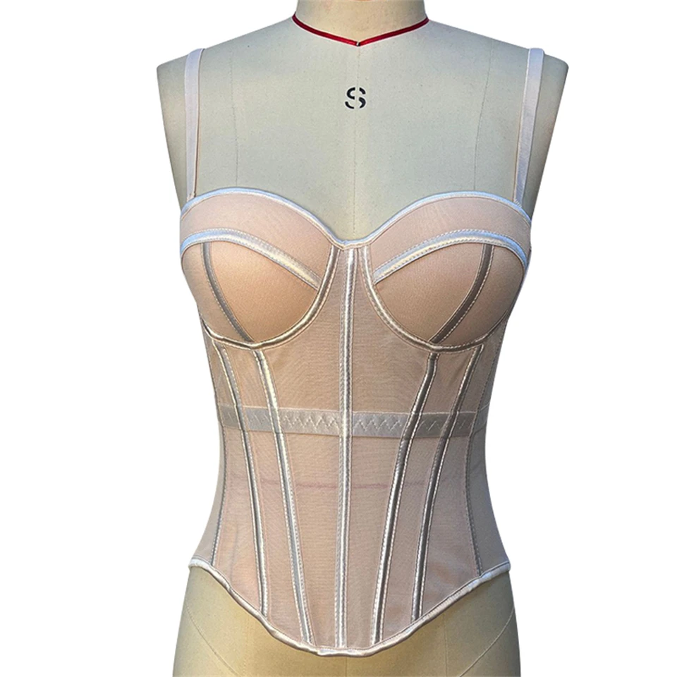 Becirzet Elegantes Formgebendes Sexy Spitzenkorsett Damen-Bustier Taillentrainer Schlankes Crop-Top Körperformer Mehrfarbiger Fischgräten-BH – Detail 24