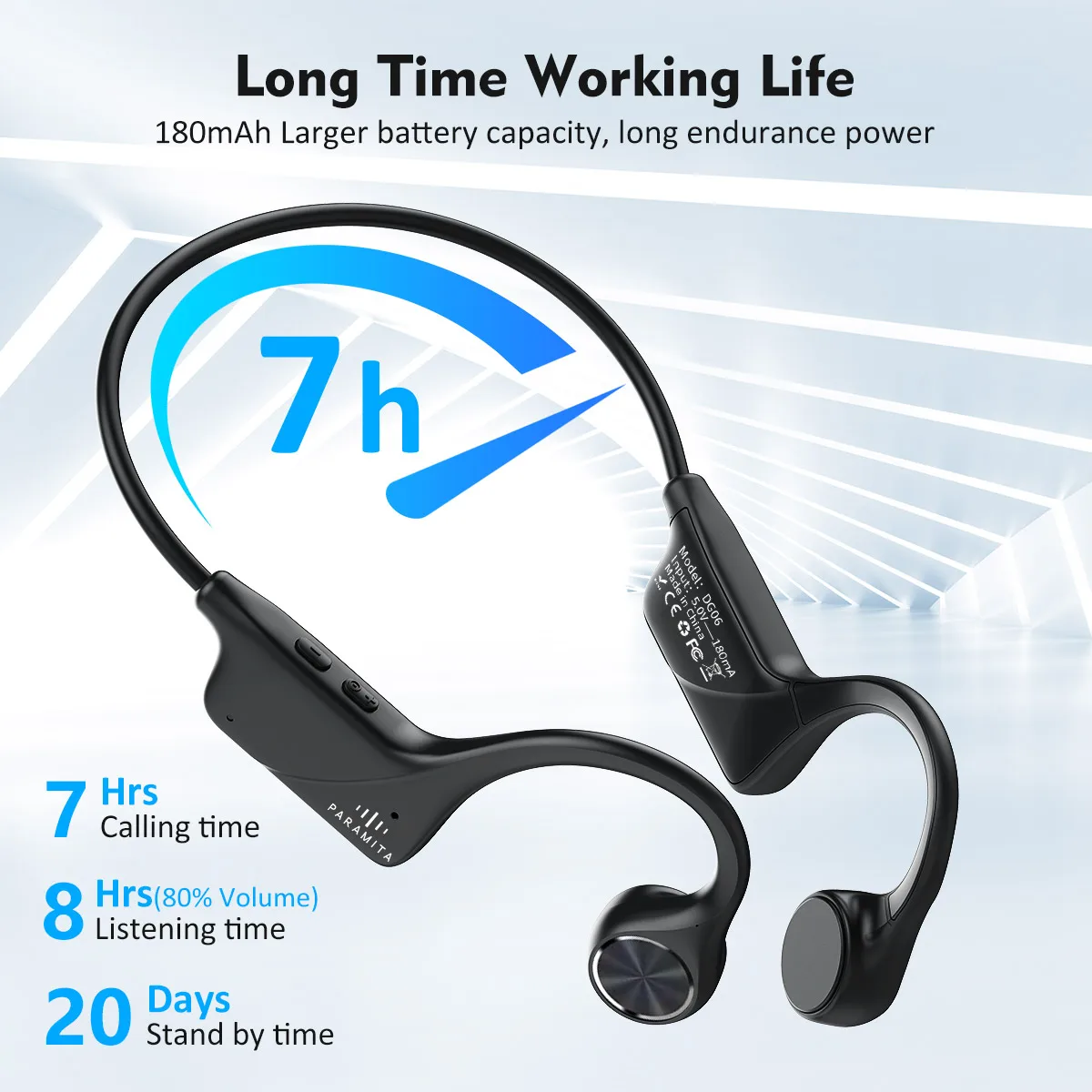 Real Bone Conduction Headphone Type-C Wireless Bluetooth Earphone Waterproof Sport Headset with Mic for Workouts Running Driving