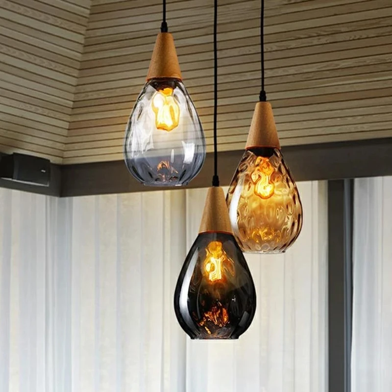 Glass Pendant Light 3 Colors for Living Room Lights Hanging Kitchen Hanging Lamps Light Fixture Home Decor Lampara