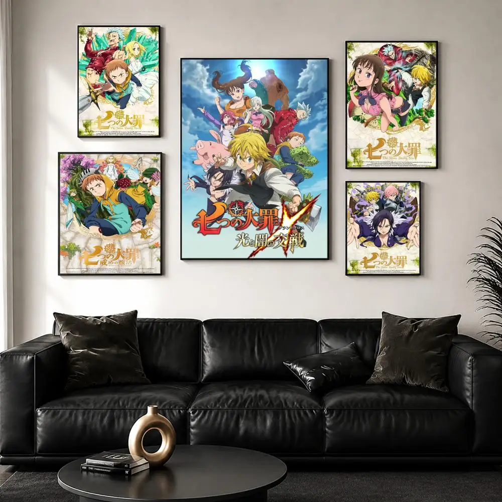 Cartoon S-Seven D-Deadly Sins Poster Perfect Sticker Self Adhesive for Office Home Theater Wall Art Decor Fancy Gift