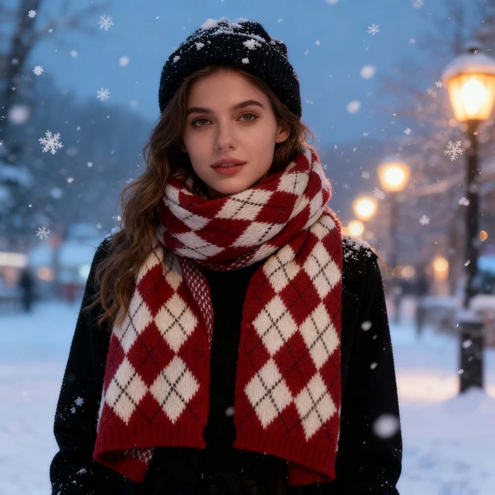 وشاح المعين الشتوي للسيدات هدية العيد للزوجين وشاح طالب متعدد الاستخدامات محبوك وشاح سميك دافئ