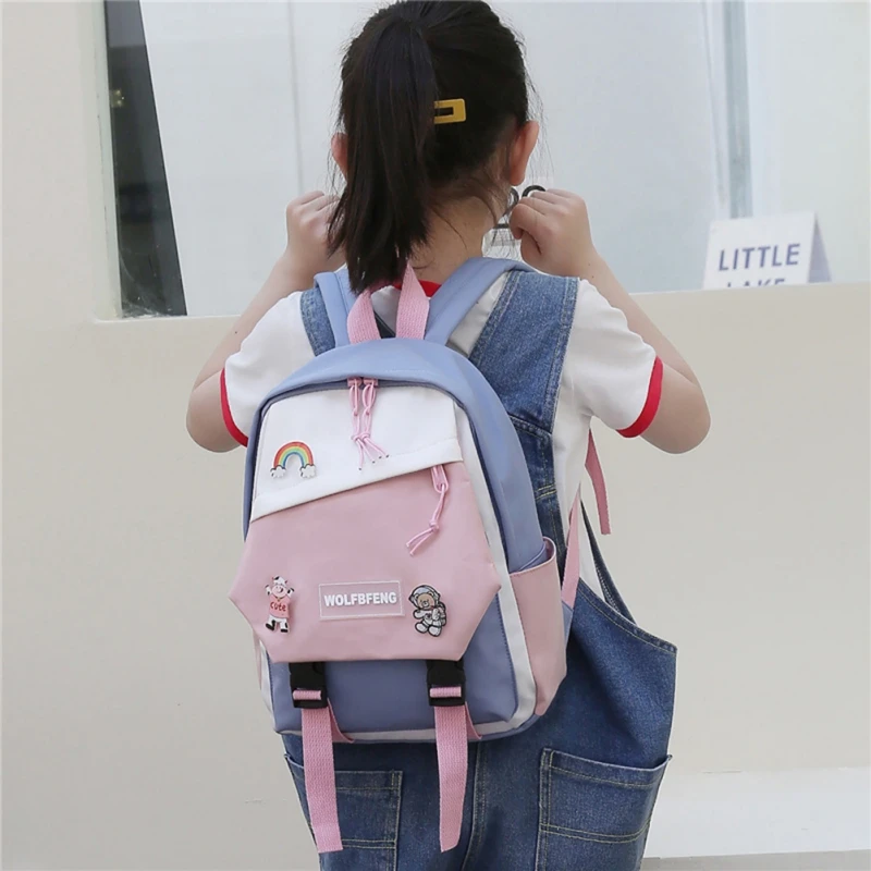 Children School Bags Kids Backpack In Primary Schoolbag For Teenager Contrasting Colors Boys Girls Backpacks Breathable Book Bag