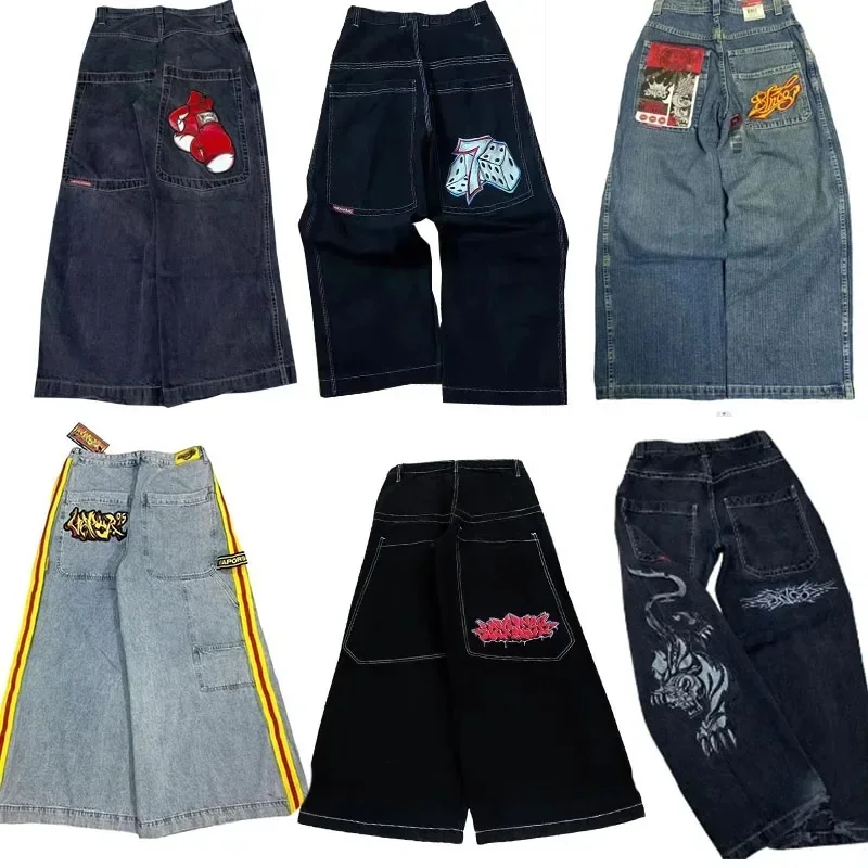 Jnco Kleding Heren Baggy Jeans Y 2K Hoge Kwaliteit Geborduurde 2000S Grootste Trashy Ropa Esthetische Streetwear Hiphop Wijde Pijpen Jeans