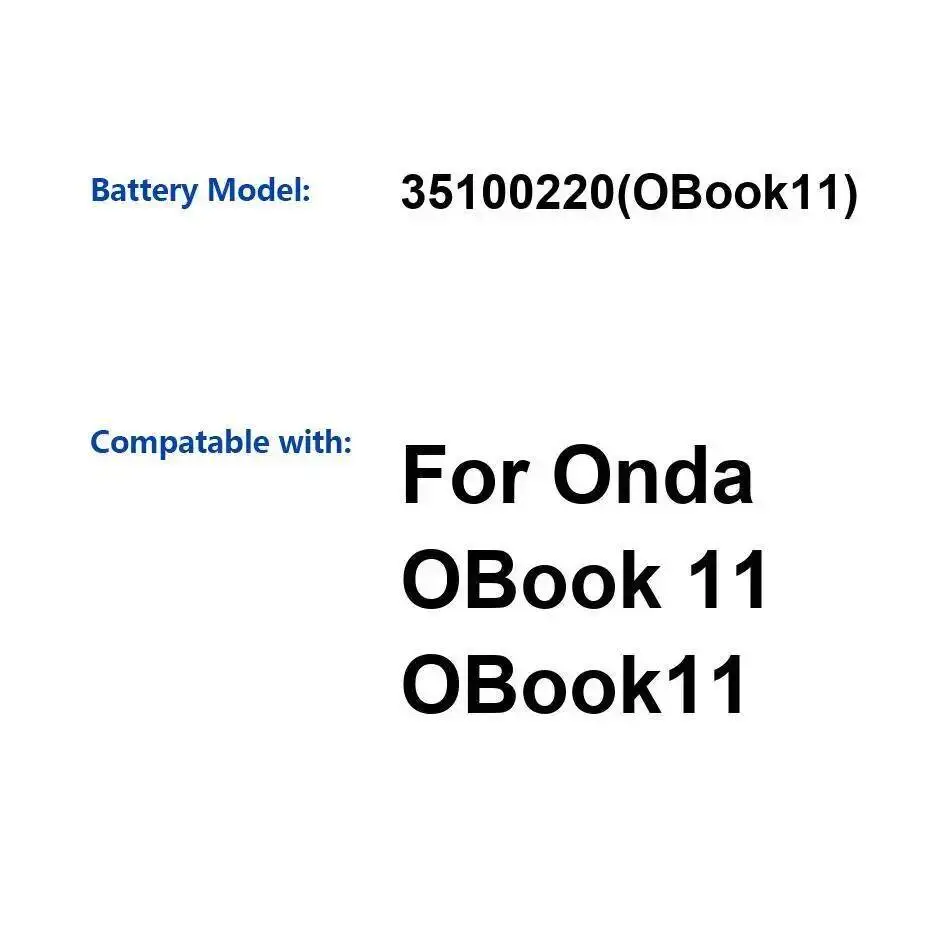 

Для Onda Obook 11 Obook 11 35100220 Аккумулятор для ноутбука 8000 мАч Длительная работа Легкий вес