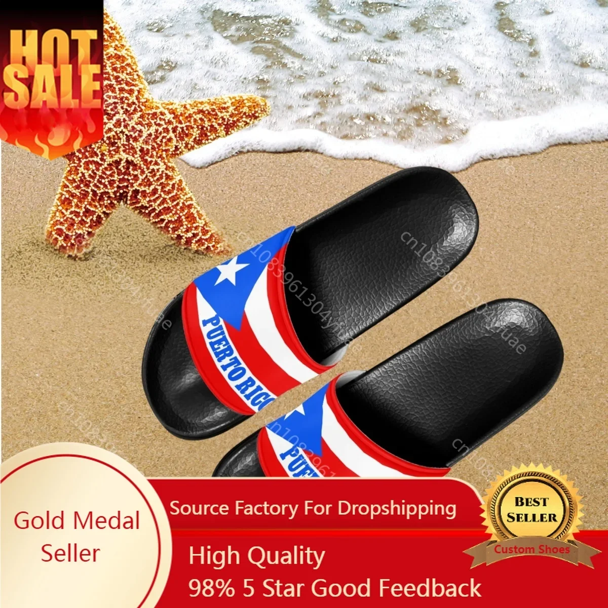 Brand Designer Puerto Rico Flag Pattern Female Slippers Lightweight Breathable Women Home Shower Slippers For Girls Household