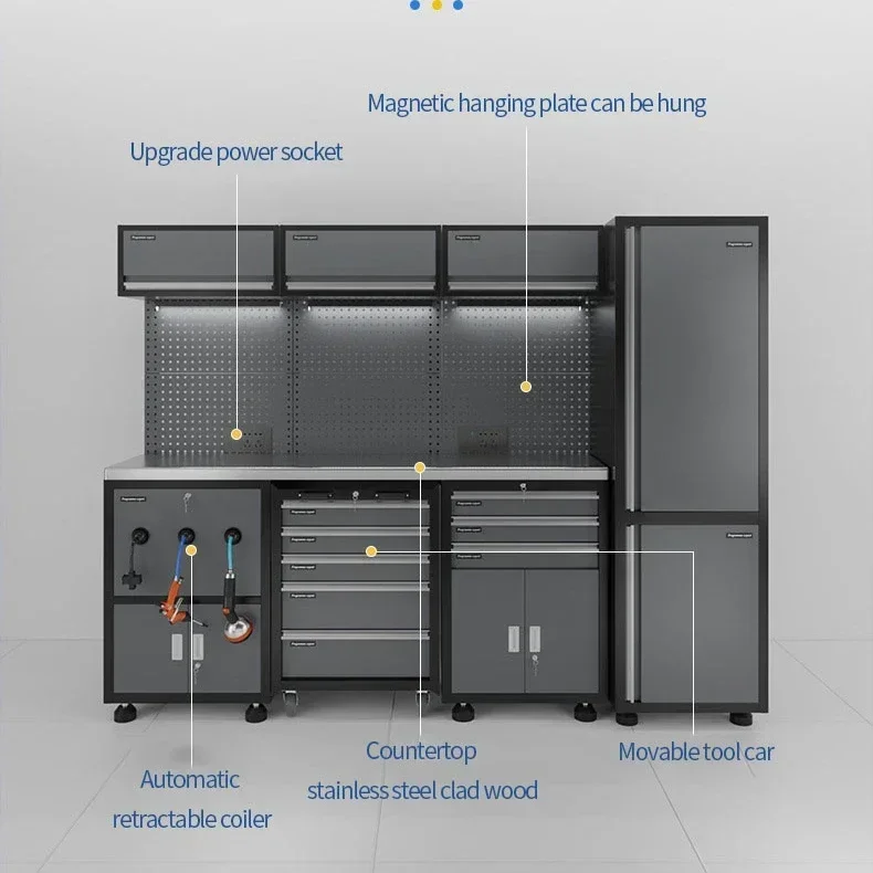 Heavy dut Workshop Workstation Modular Workbench Tool Cabinet Garage Workbench with Tool Carts and Storage Cabinets