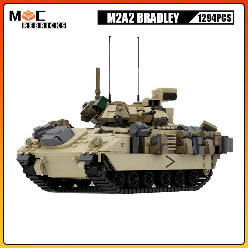 MOC Builidng Blocks Toys M2A2 Bradley IFV Military Tank Transport Armored Vehicle Technology Bricks Model DIY Kid\'s Xmas Gifts