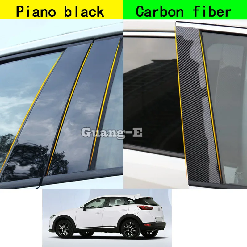 

For Mazda CX-3 CX3 2015 2016 2017 2018 2019-2023 Car PC Material Pillar Post Cover Door Trim Window Piano Black Molding Sticker