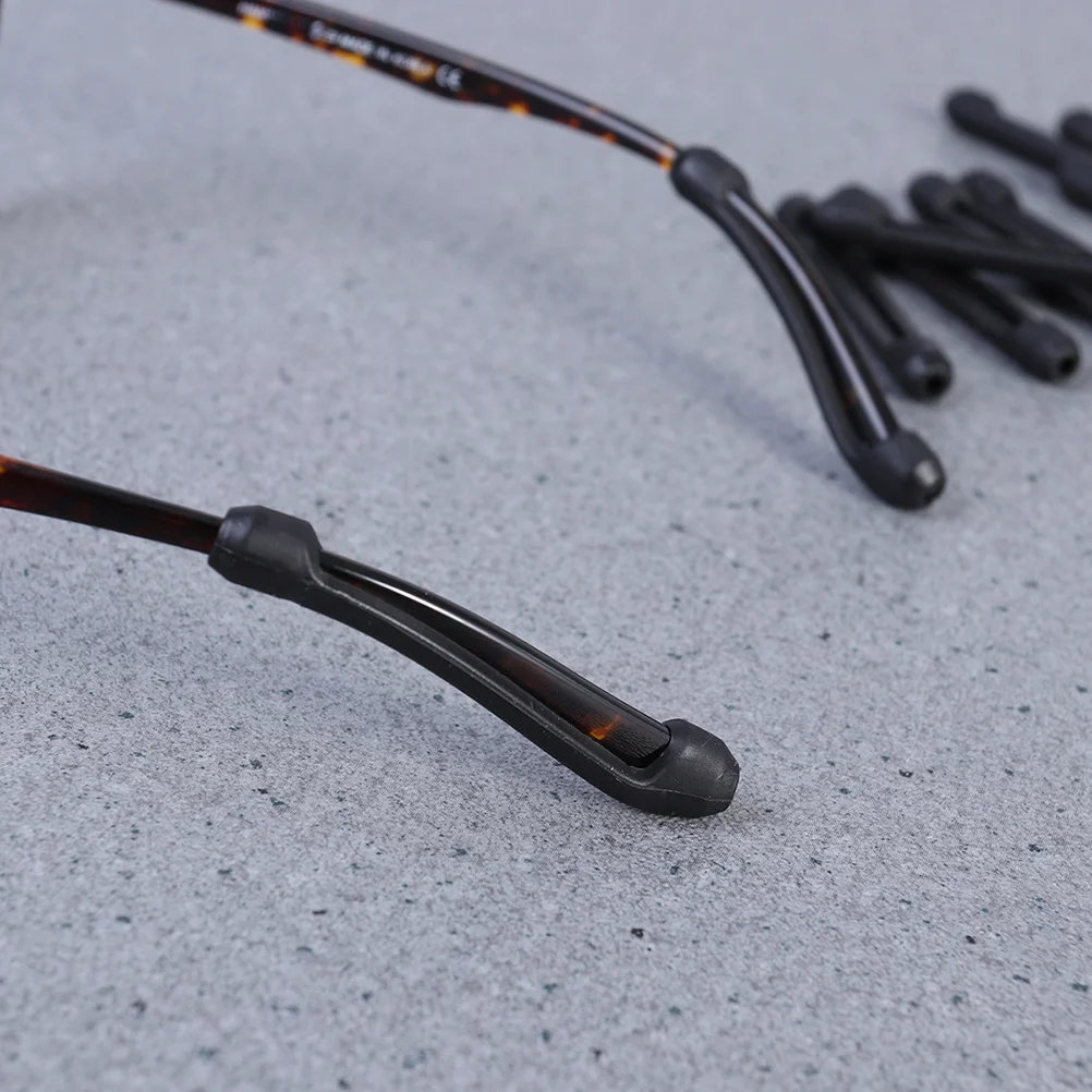 4 قطع من وسادات الأذن للنظارات غير القابلة للانزلاق، أغطية سيليكون ناعمة لمعظم النظارات والساقين والجري والتمارين اليومية وأكمام من السيليكون الأسود #5