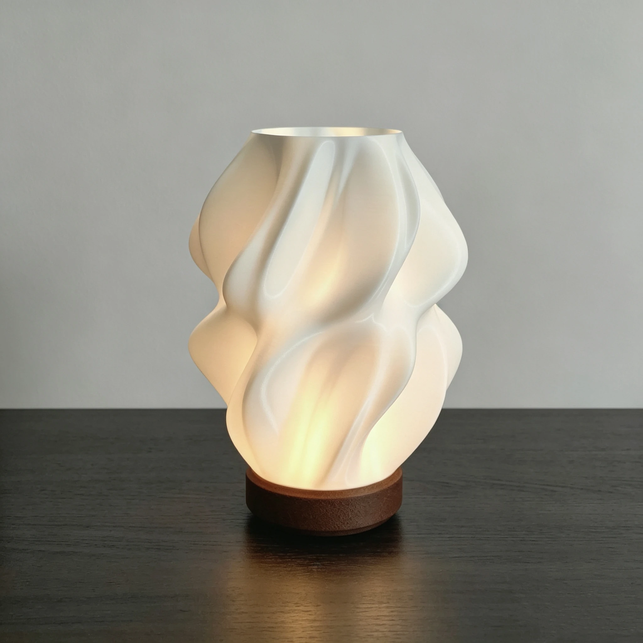 3D Printed Wave Shape USB Table Lamp 3 Color Changing Multi Brightness Dimmable Night Light Eco PLA Material Minimalist Decor