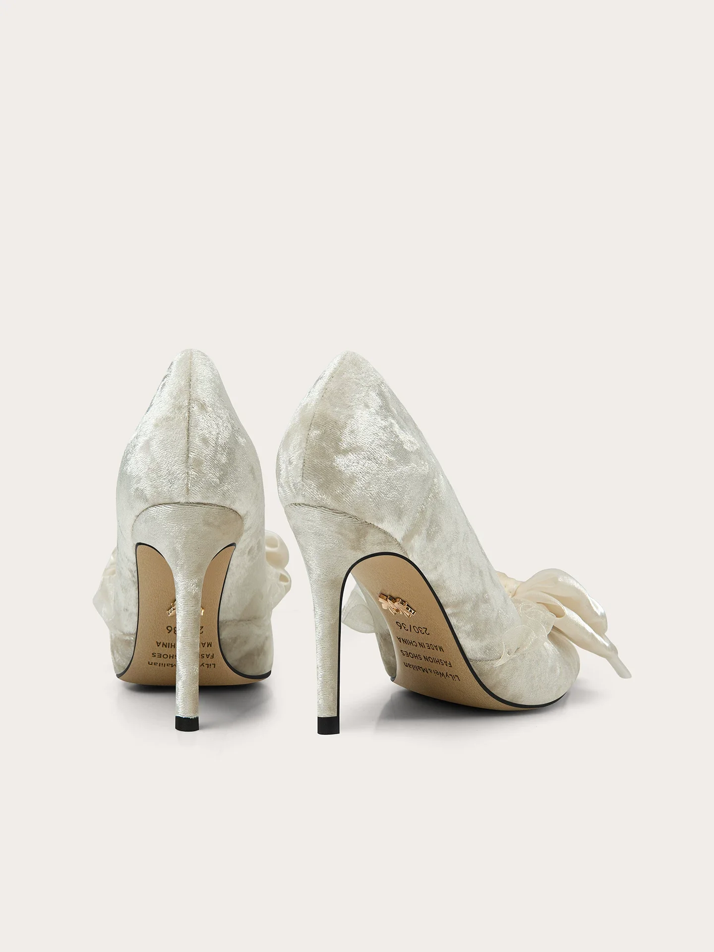 Spring New Pointed Shallow Mouth Silk Ribbon Bow High Heels Banquet Dress Large Size Small Size Widening Edition Women's Shoes
