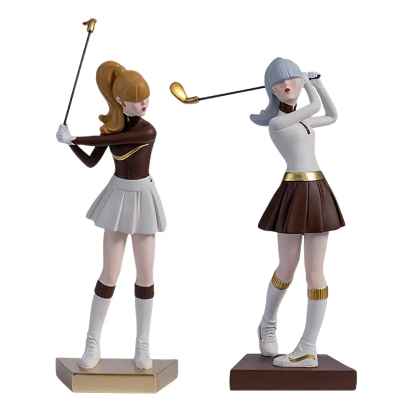 Lady Golfer Statue Resin Display Prop Collection Creative Golf Figurine for Bookshelf Restaurant Cabinet Living Room Home Decor