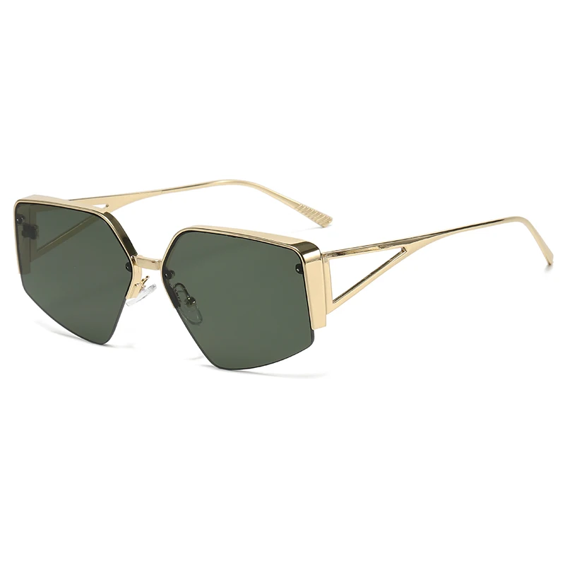 Fahrerbrille, hochwertige Halbrahmen-Sonnenbrille für Damen, Modetrend, polygonale Sonnenbrille mit großem Rahmen, Sonnenschutz-Fahrradbrille