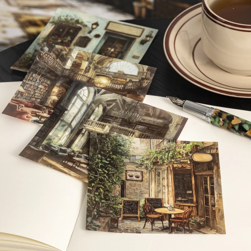 Weekend Shop Series Vintage Flower Window Landscape PET Sticker Creative DIY Journal Material Collage Scrapbook Stationery