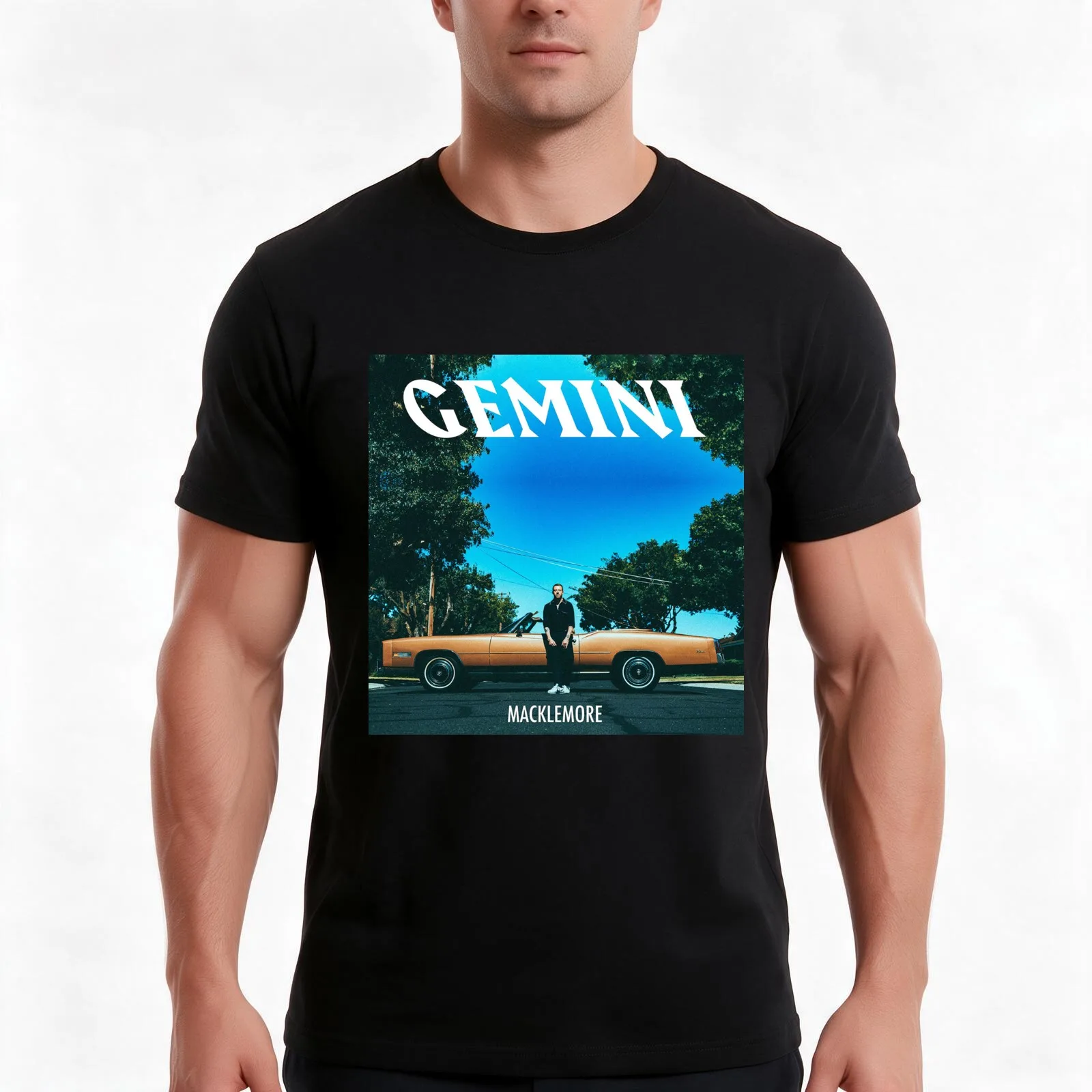 Macklemore & Ryan Lewis gemini T-Shirt, Summer Casual Cotton Tee, Oversized Streetwear Tops, Vintage Graphic Print, 100% Cotton