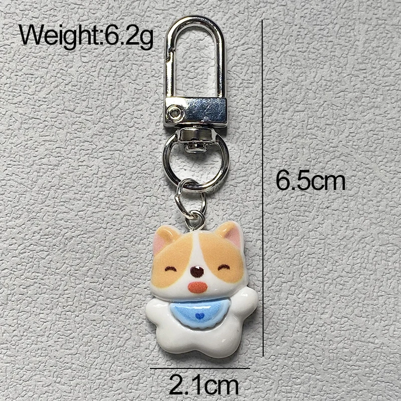 Resin Cute Dog Puppy Corgi Keychain Keyring For Women Friend Kawaii Cartoon Pet Animal Bag Airpods Box Car Key Accessory Jewelry