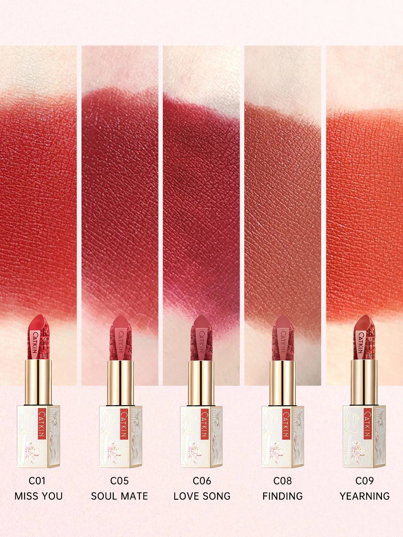 CATKIN Dreamworld Khắc Son Môi, Chống Thấm Nước Bền Satin Nuôi Dưỡng Dưỡng Ẩm Mềm Mịn 0.13 Ounce-Phong Cách Trung Hoa