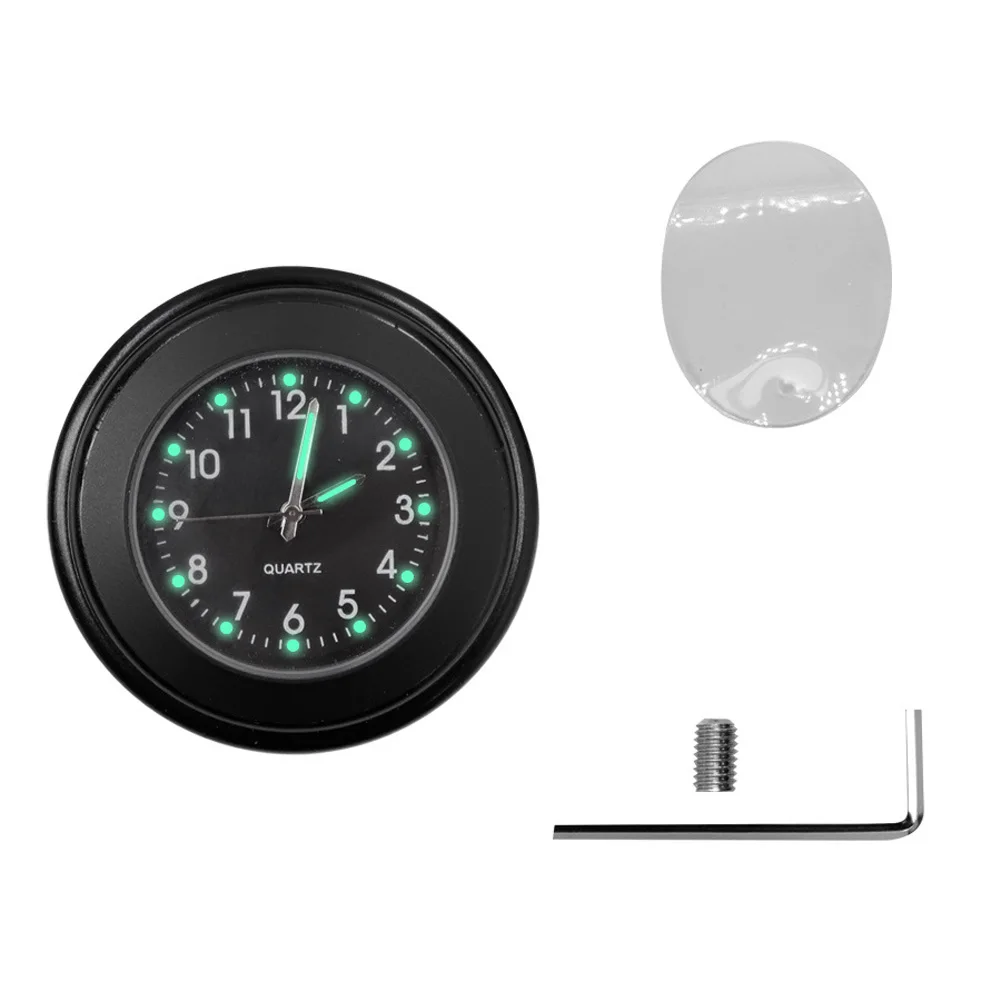 Luminous Quartz Clock for Motorcycle Bike Scooter Waterproof Watch with Waterproof Rubber Ring in Black with Rubber Ring