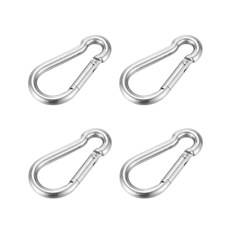 A01M-4Pcs M6 Spring Snap Hooks Heavy Duty Stainless Steel 304 Swing Set Accessories Fit For Gym,Camping,Traveling