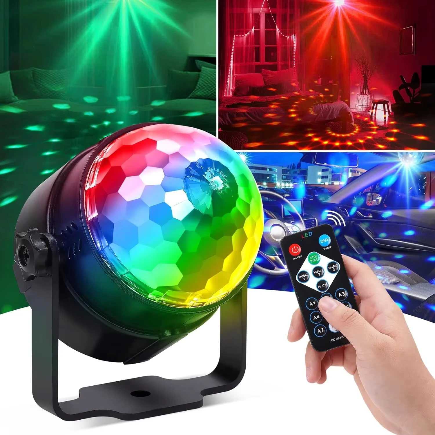 LED Rotating Stage Light Disco DJ Light Ball Strobe Remote Control Magic Dance Car Christmas Gift Party Club Bar Laser Show Lamp