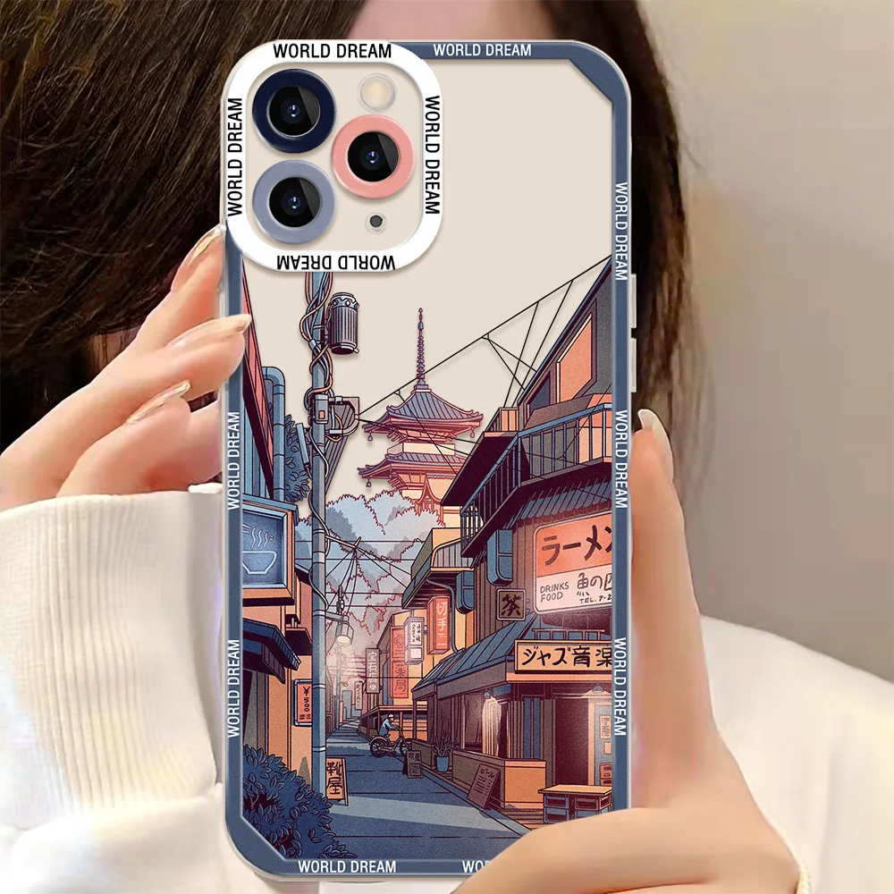 Case For Xiaomi Redmi Note 13 12 Pro 11 10 9 10S 10S 11S 13C Poco M6 X5 X3 NFC Mi 13T 11T 12T Lite Japanese Anime Scenery Cover