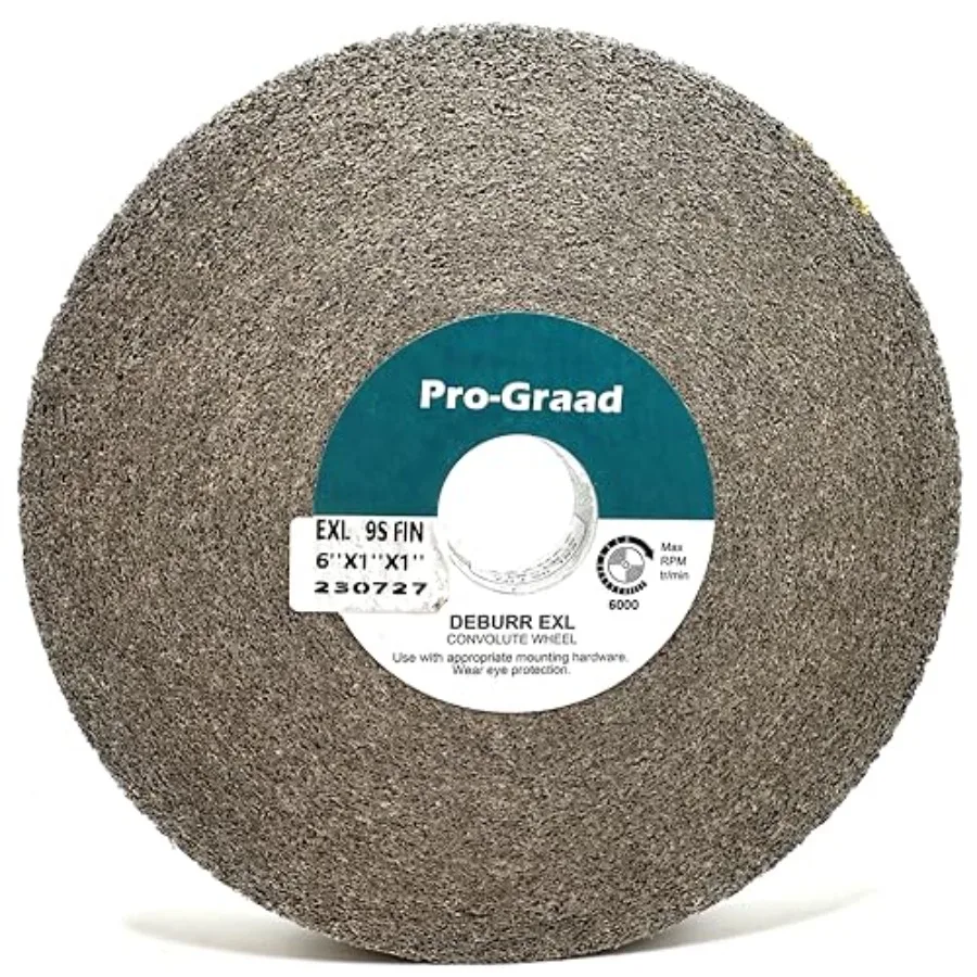 

EXL Deburring Wheel - 6" x 1" x 1" 9S Fine Grit - Silicon Carbide - Metal Deburring Finishing and Polishing Wheel - Convolute -
