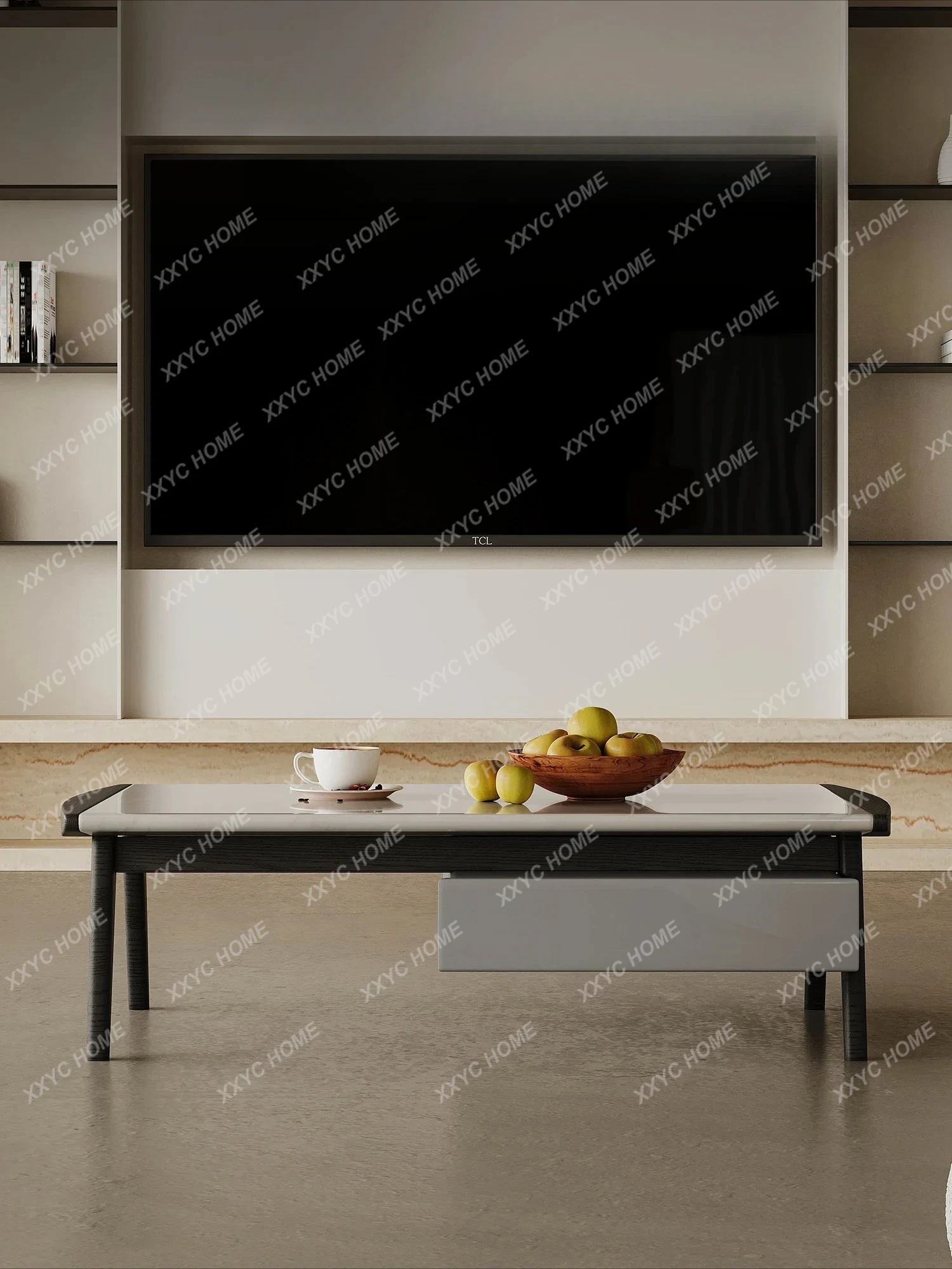 

JJItalian Минималистичный журнальный столик с квадратной каменной тарелкой Дизайнерская модель Креативный журнальный столик Доступный роскошный стильный ящик с низкой вкладкой