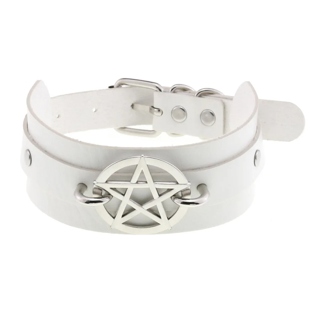 New Harajuku Chocker Sexy Pentagram Rivets White Goth Punk Chokers Gothic Choker Necklace for Women Hip Hop Bondage Cosplay