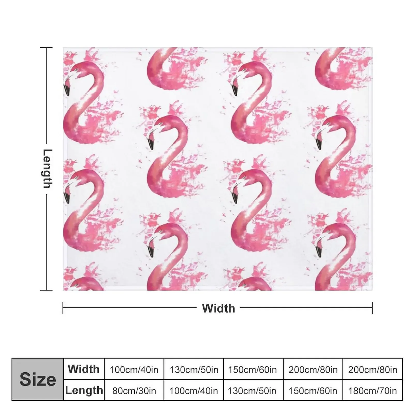 Pink Flamingo Watercolour Splash Artwork Throw Blanket Stuffeds Summer Blankets