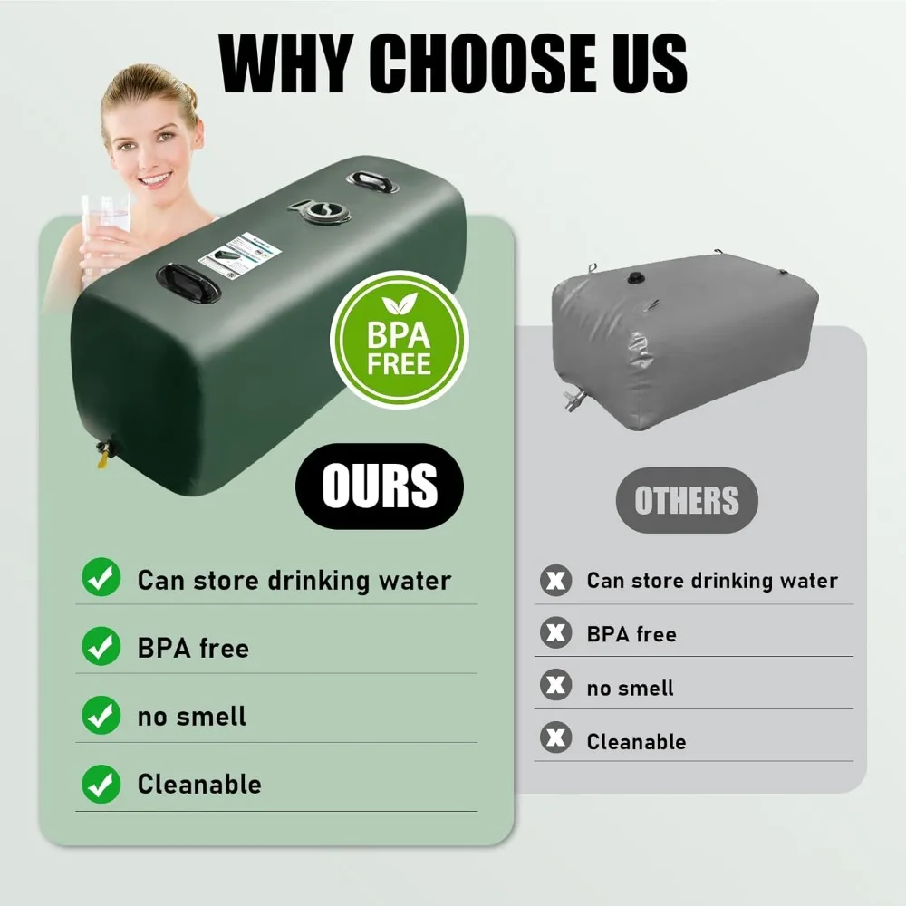 ภาชนะเก็บน้ำดื่ม, ถุงเก็บน้ำแบบพกพาขนาด 25 แกลลอน, ถังเก็บน้ำแบบพับได้สำหรับรถบ้าน, สามารถใช้สำหรับเก็บเครื่องดื่มได้