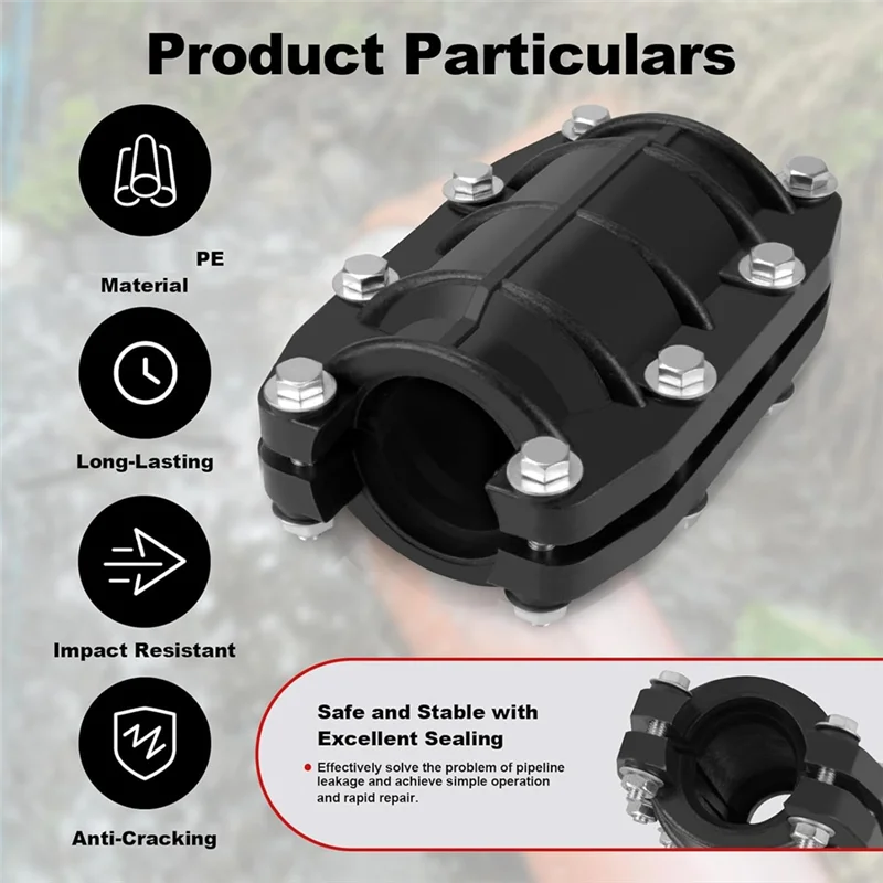 مشبك إصلاح الأنابيب 3/4 بوصة مانع التسرب، طقم تصليح أنابيب الطوارئ للأنابيب البلاستيكية والمعدنية-BAAQ