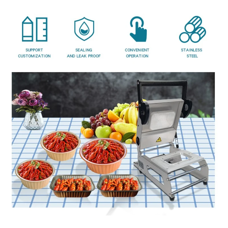 Restaurant Catering Packing Plastic Container Takeaway Ready Meal Lunch Box Heat Seal Manual Fast Food Tray Heat Sealer