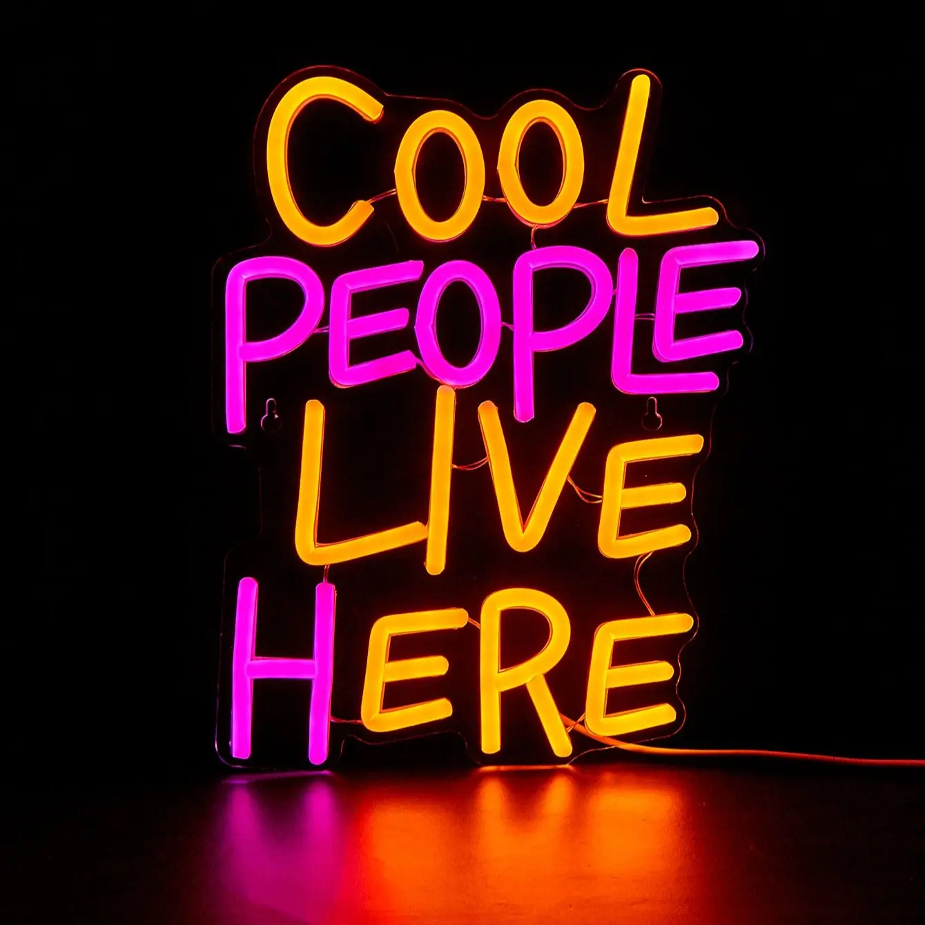 Chi-buy LED Neon Cool People Live Here Insegne al neon alimentate tramite USB Luce notturna Wall Art Camera Room Decor Lampada Insegne Regalo di compleanno