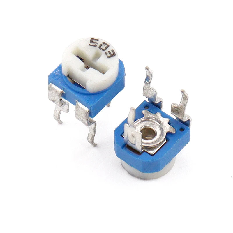 (5Pcs) Horizontal RM065 Blue And White Adjustable Potentiometer Resistance 1K/2K/10K/100R 500R Ohm 102/103/104