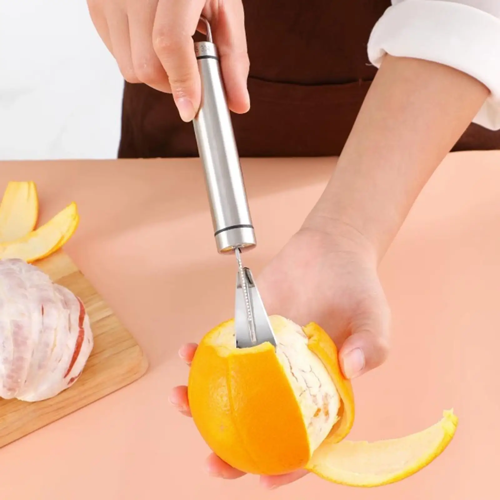 Orange Citrus Peeler Stainless Steel Practical Fruit Tools Kitchen Gadgets Easy to Peel Fruits Peeling Tool Remover for Citrus