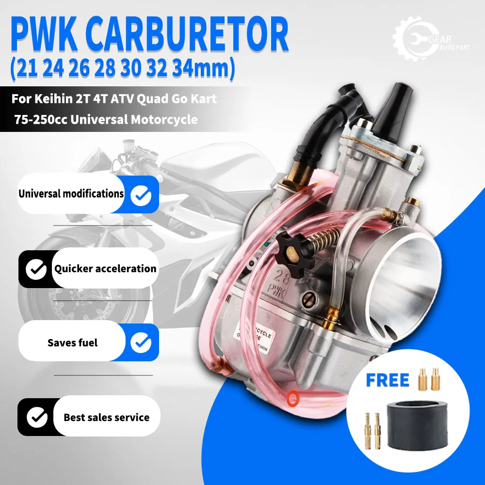 

PWK Carburetor With Power Jet For Keihin 2T 4T ATV Quad Go Kart 75-250cc Universal Motorcycle PWK 24 26 28 30 32 34mm Carburetor