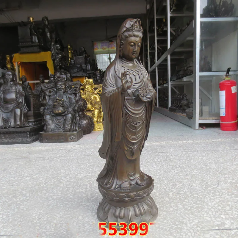 56CM Huge large -HOME SHOP Temple Lobby Safety GOOD luck efficacious Guanyin Buddha bronze statue