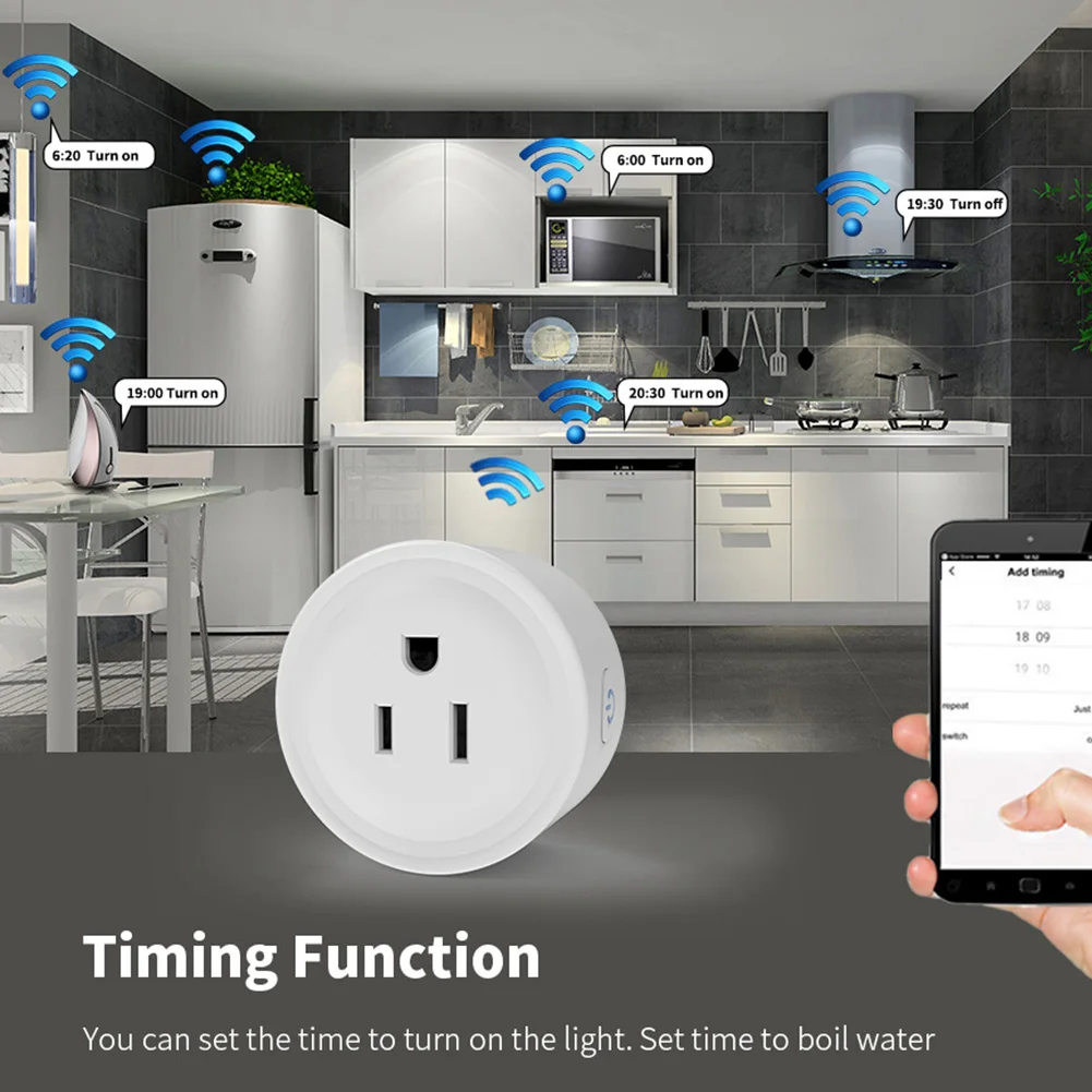 WiFi US Outlet Socket 10A Timer Smart Plug Adapter for Alexa Google Assistant CozyLife APP Voice Control Group Home Android IOS