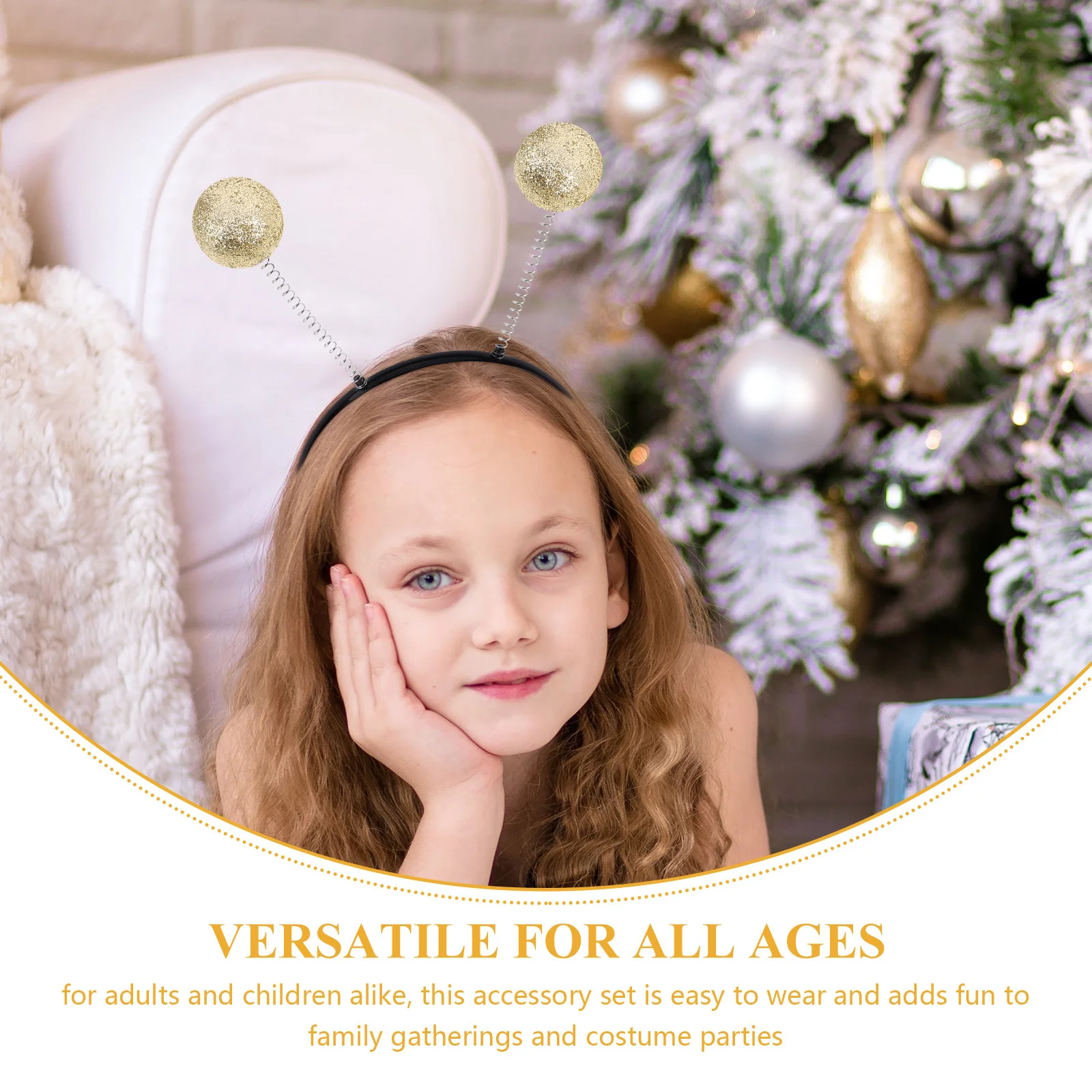 2 Zestawy Błyszczących Marsjańskich Opasek na Głowę z Elastycznymi Antenami, Brokatowe Kulki, Akcesoria Kostiumowe dla Dorosłych i Dzieci na Halloween, Imprezę Cosplay