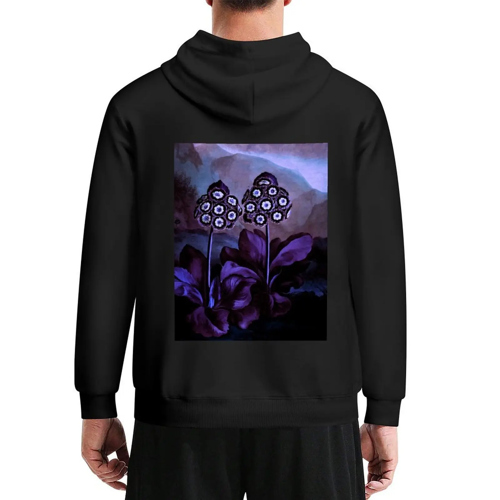 

Deep Purple Blue Auriculas : Temple of Flora Hoodie korean style clothes men wear blouse men's winter sweater designer hoodies