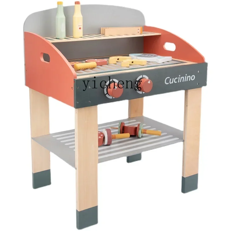 Children's Barbecue Toys Girls' Simulation BBQ Kitchenware Grill Rack Little Girl Play House Cooking KitchenR13