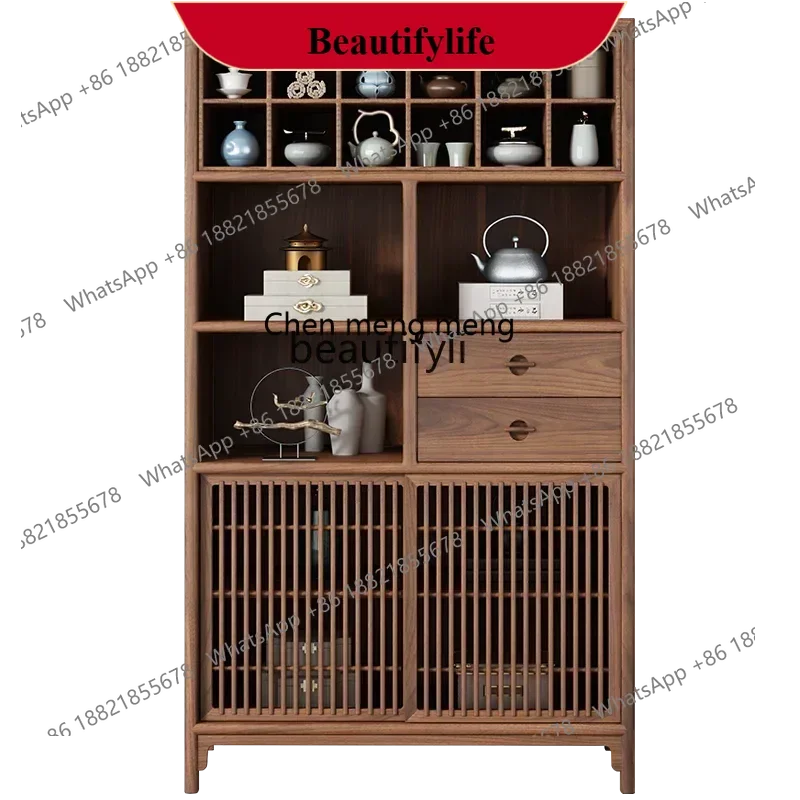 

D178 Bogu Shelf Shelf North American Black Walnut Display Storage Tea Room Side Cabinet