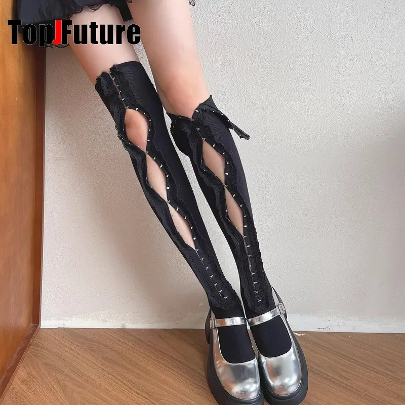 

Y2K Spicy Girl Hollow Collar Underwear Buckle Fashionable Japanese Personality Women Subculture Gothic Lolita Vintage Stockings