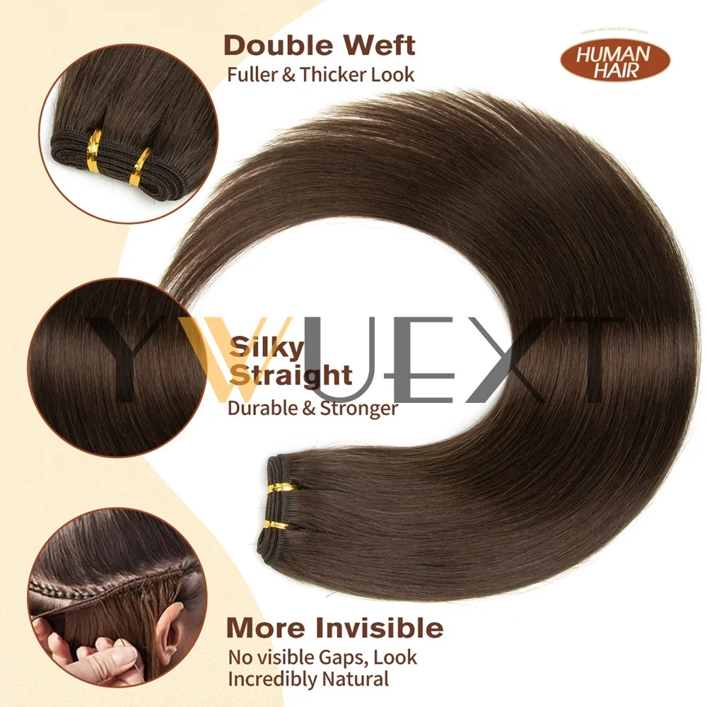 Glattes Echthaar, Remy-Echthaarbündel, zum Einnähen, glatt, blond, 50 g, 12–24 Zoll, natürliches Haar für Frauen – Detail 4