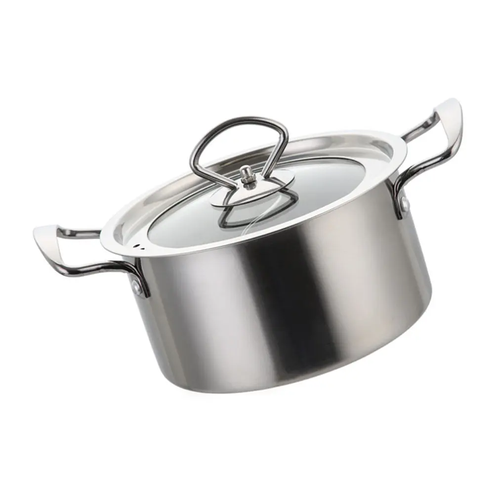 1Set Y-Shaped Two Flavor Hot Pot Stockpot Premium 304 Stainless Steel Thickened Body Dishwasher Safe Transparent Lid for Family